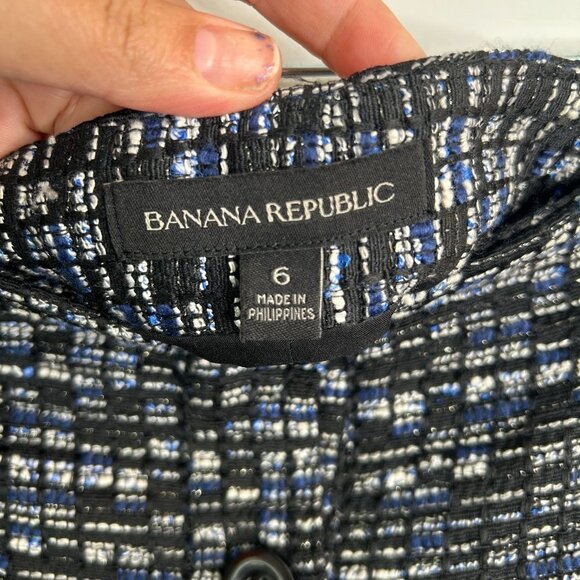 Tweed Mini Skirt Button Front Black White Blue Career Party Casual - Picture 4 of 7